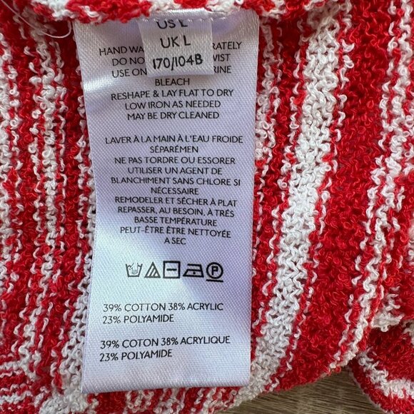 NWT Free People Bailey 3 Piece Sweater Set Skirt Top Terry Red White Stripe - Picture 11 of 14